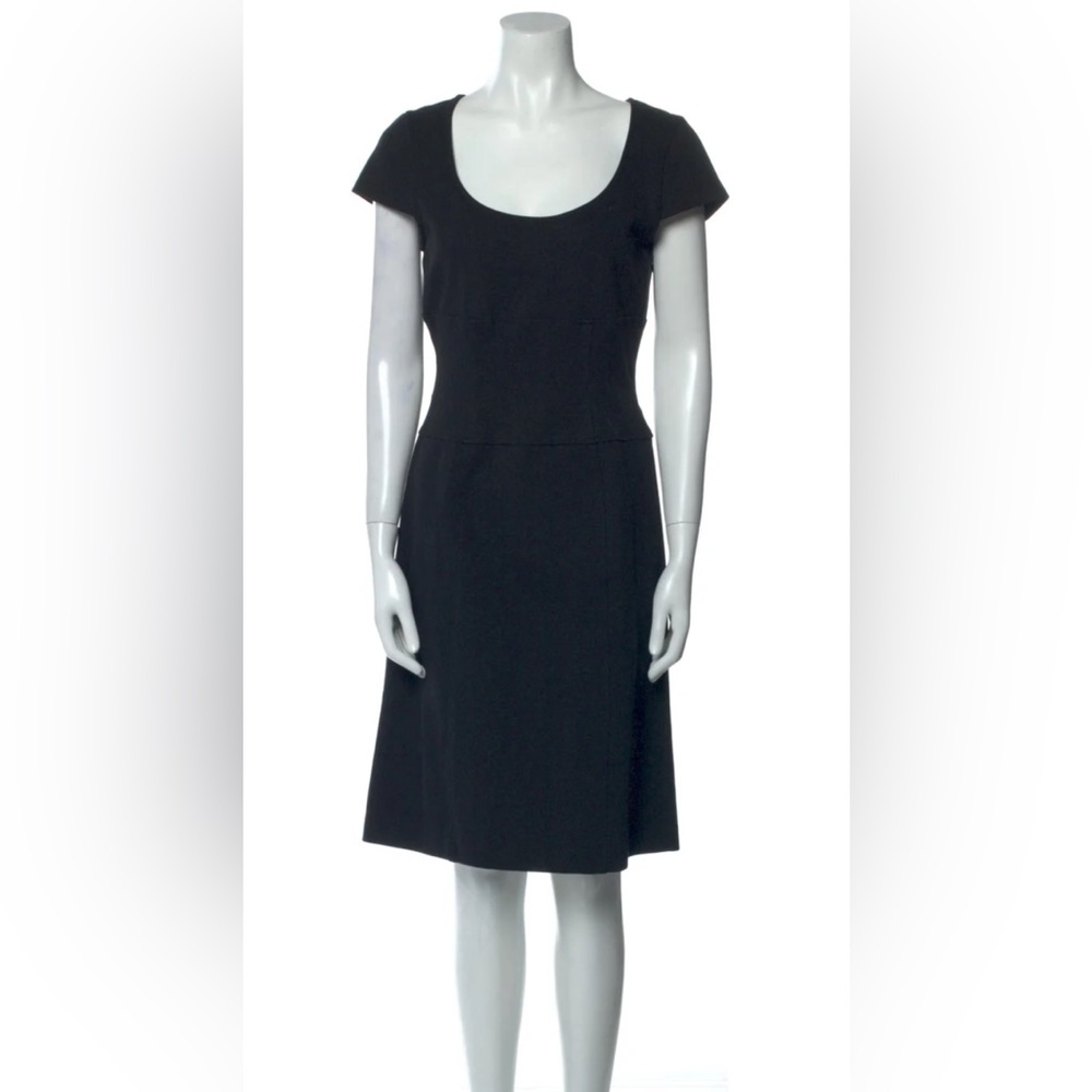 Diane von Furstenberg Black Domino Dress Size 4 Cap Sleeve Corset Scoop Neckline
